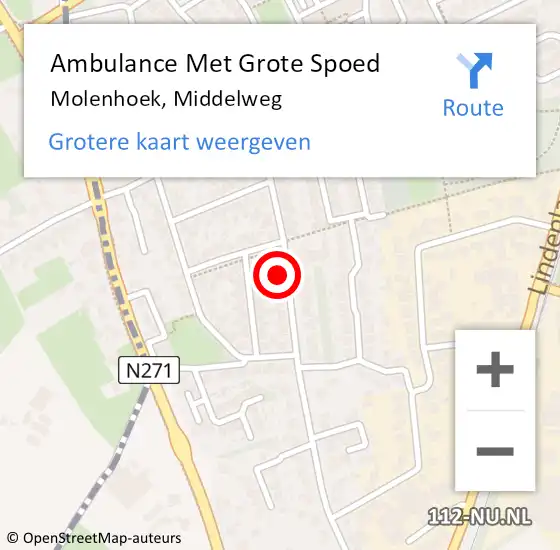 Locatie op kaart van de 112 melding: Ambulance Met Grote Spoed Naar Molenhoek, Middelweg op 20 december 2016 02:13