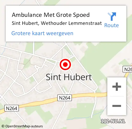 Locatie op kaart van de 112 melding: Ambulance Met Grote Spoed Naar Sint Hubert, Wethouder Lemmenstraat op 20 december 2016 02:50