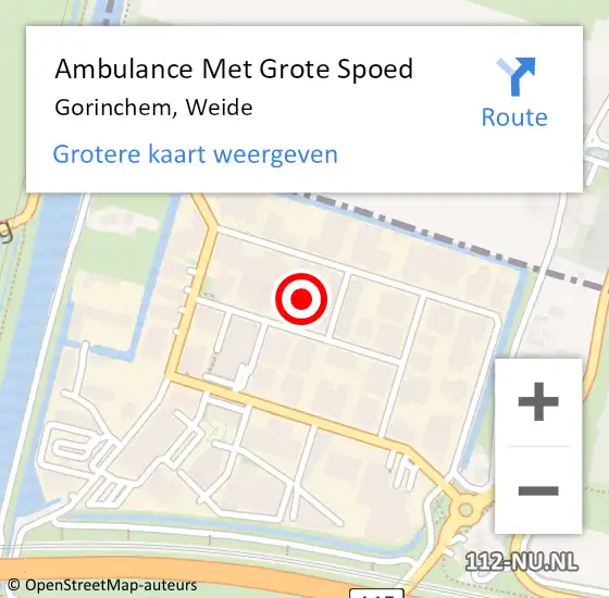 Locatie op kaart van de 112 melding: Ambulance Met Grote Spoed Naar Gorinchem, Weide op 20 december 2016 07:46