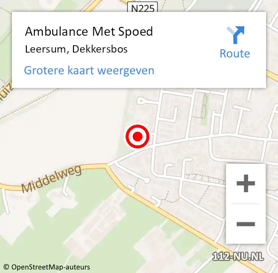 Locatie op kaart van de 112 melding: Ambulance Met Spoed Naar Leersum, Dekkersbos op 20 december 2016 08:25