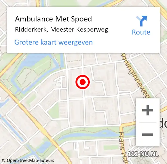 Locatie op kaart van de 112 melding: Ambulance Met Spoed Naar Ridderkerk, Kesperweg op 20 december 2016 08:28