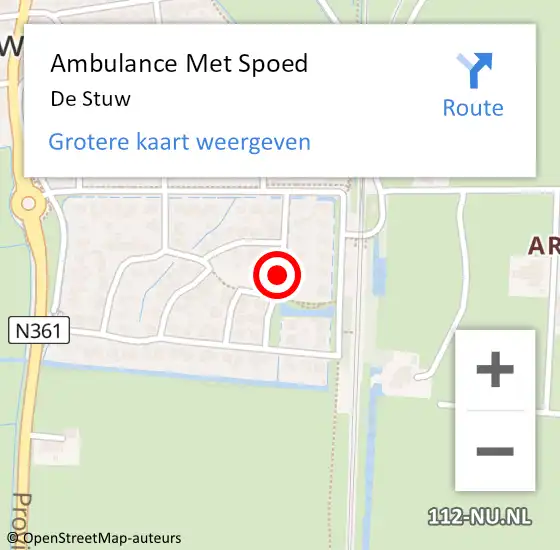 Locatie op kaart van de 112 melding: Ambulance Met Spoed Naar De Stuw op 20 december 2016 08:58