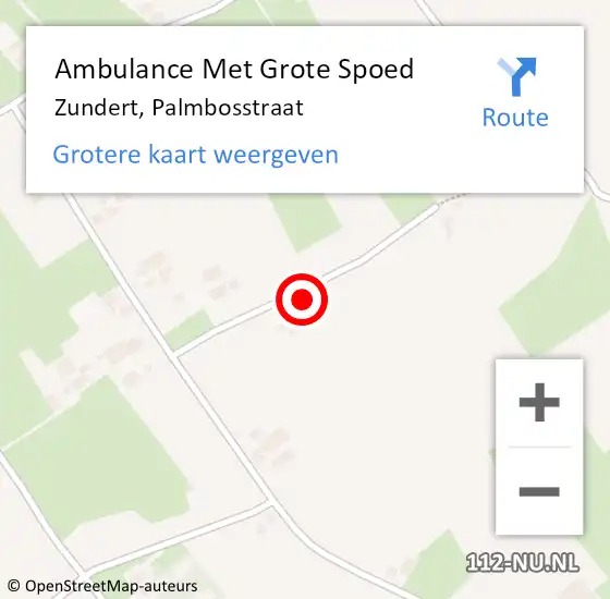 Locatie op kaart van de 112 melding: Ambulance Met Grote Spoed Naar Zundert, Palmbosstraat op 20 december 2016 09:04