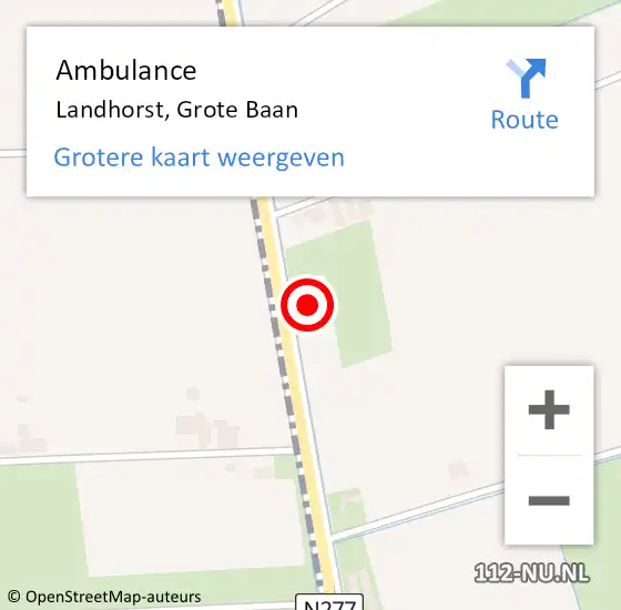 Locatie op kaart van de 112 melding: Ambulance Landhorst, Grote Baan op 20 december 2016 10:00