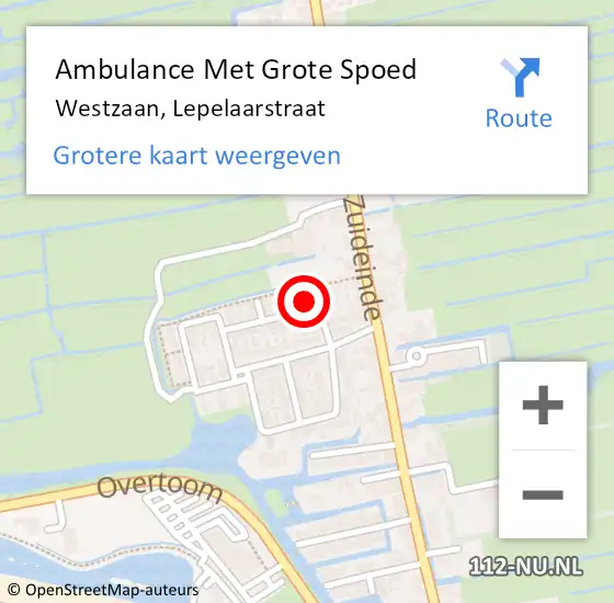 Locatie op kaart van de 112 melding: Ambulance Met Grote Spoed Naar Westzaan, Lepelaarstraat op 20 december 2016 10:28