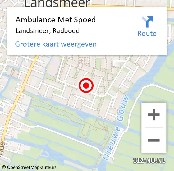 Locatie op kaart van de 112 melding: Ambulance Met Spoed Naar Landsmeer, Radboud op 20 december 2016 10:33