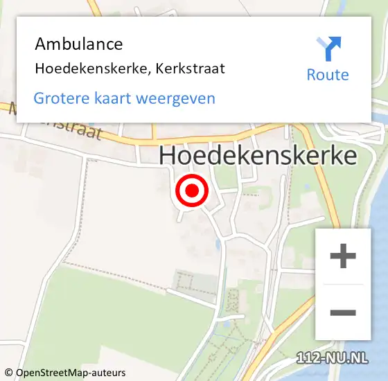 Locatie op kaart van de 112 melding: Ambulance Hoedekenskerke, Kerkstraat op 20 december 2016 11:33