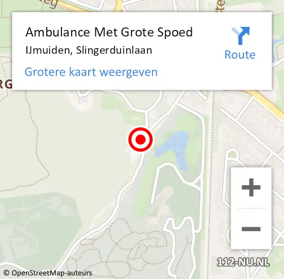 Locatie op kaart van de 112 melding: Ambulance Met Grote Spoed Naar IJmuiden, Slingerduinlaan op 20 december 2016 12:10