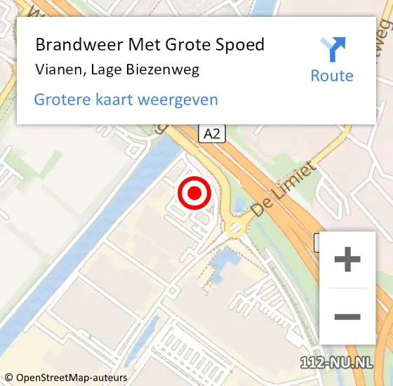 Locatie op kaart van de 112 melding: Brandweer Met Grote Spoed Naar Vianen, Lage Biezenweg op 20 december 2016 12:40