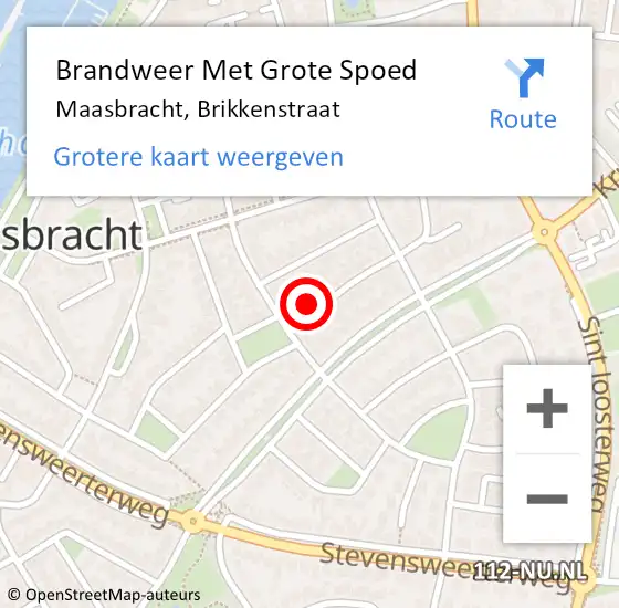 Locatie op kaart van de 112 melding: Brandweer Met Grote Spoed Naar Maasbracht, Brikkenstraat op 20 december 2016 12:45