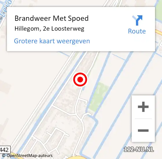 Locatie op kaart van de 112 melding: Brandweer Met Spoed Naar Hillegom, 2e Loosterweg op 20 december 2016 13:12