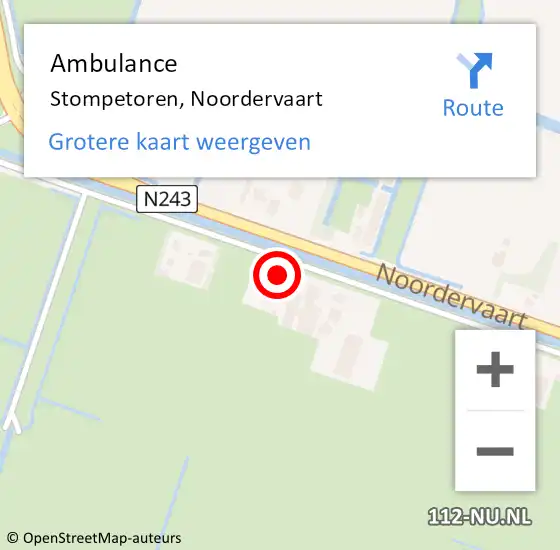 Locatie op kaart van de 112 melding: Ambulance Stompetoren, Noordervaart op 20 december 2016 13:32