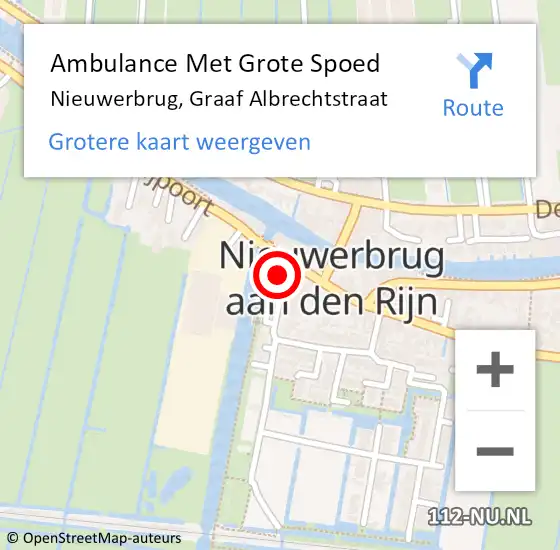 Locatie op kaart van de 112 melding: Ambulance Met Grote Spoed Naar Nieuwerbrug, Graaf Albrechtstraat op 20 december 2016 13:43