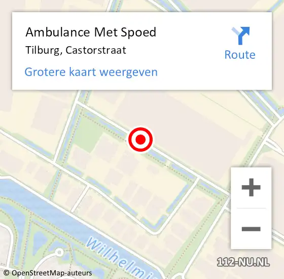 Locatie op kaart van de 112 melding: Ambulance Met Spoed Naar Tilburg, Castorstraat op 20 december 2016 14:16