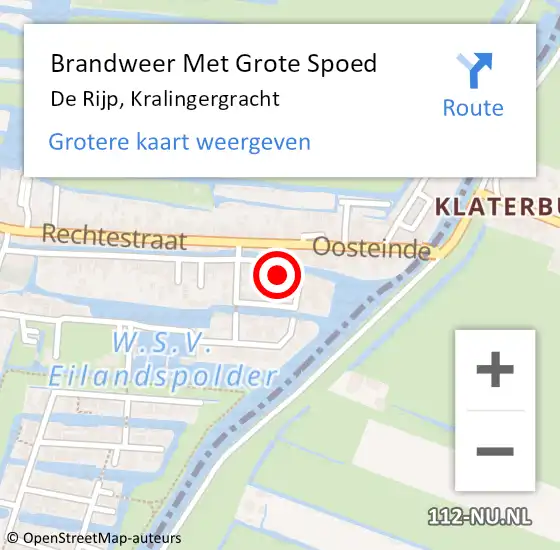 Locatie op kaart van de 112 melding: Brandweer Met Grote Spoed Naar De Rijp, Kralingergracht op 20 december 2016 14:34