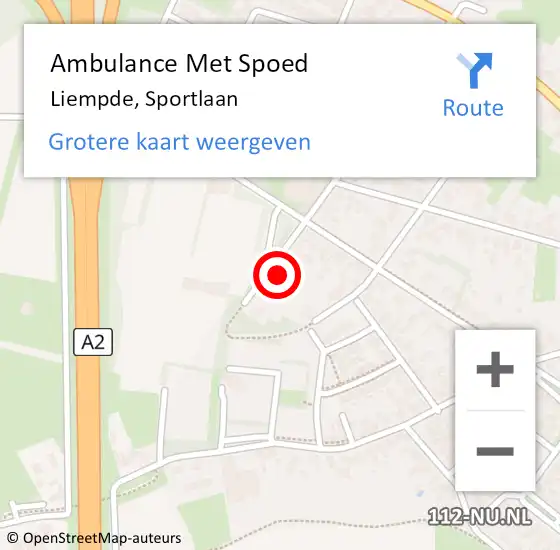 Locatie op kaart van de 112 melding: Ambulance Met Spoed Naar Liempde, Sportlaan op 20 december 2016 14:43