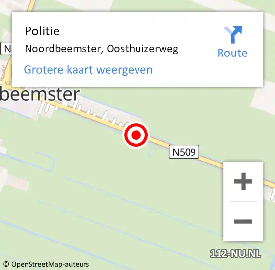 Locatie op kaart van de 112 melding: Politie Noordbeemster, Oosthuizerweg op 20 december 2016 15:00