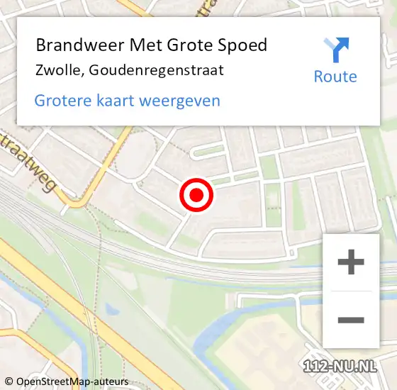 Locatie op kaart van de 112 melding: Brandweer Met Grote Spoed Naar Zwolle, Goudenregenstraat op 20 december 2016 15:16