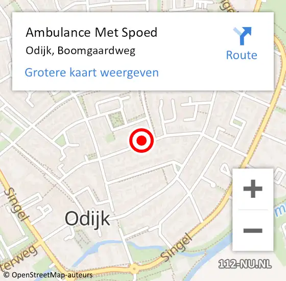 Locatie op kaart van de 112 melding: Ambulance Met Spoed Naar Odijk, Boomgaardweg op 20 december 2016 15:34