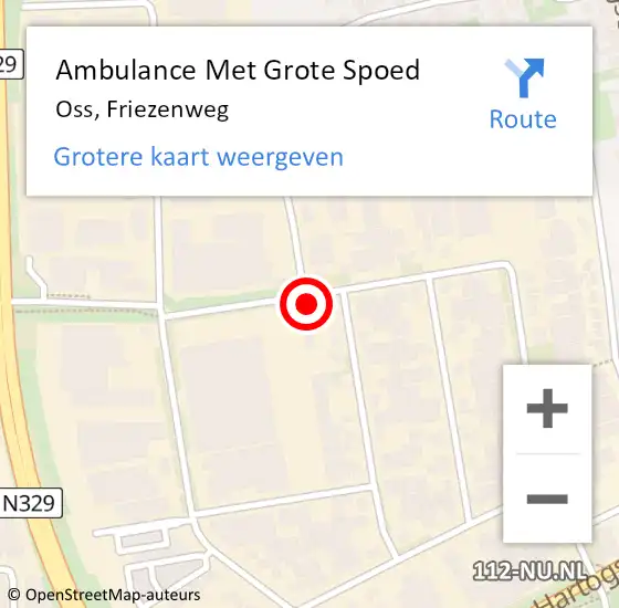 Locatie op kaart van de 112 melding: Ambulance Met Grote Spoed Naar Oss, Friezenweg op 20 december 2016 15:42