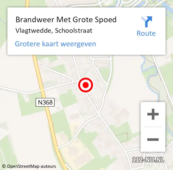 Locatie op kaart van de 112 melding: Brandweer Met Grote Spoed Naar Vlagtwedde, Schoolstraat op 20 december 2016 16:10