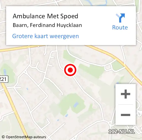 Locatie op kaart van de 112 melding: Ambulance Met Spoed Naar Baarn, Ferdinand Huycklaan op 20 december 2016 16:33