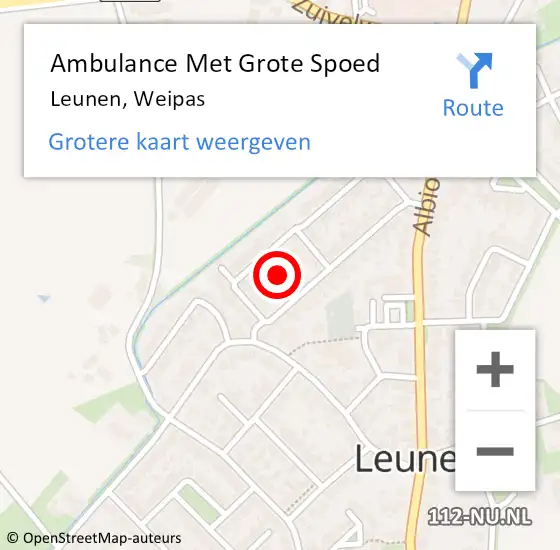 Locatie op kaart van de 112 melding: Ambulance Met Grote Spoed Naar Leunen, Weipas op 5 januari 2014 07:56