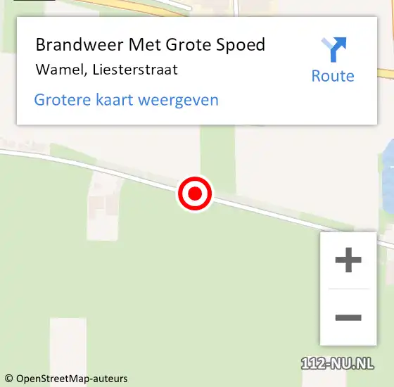 Locatie op kaart van de 112 melding: Brandweer Met Grote Spoed Naar Wamel, Liesterstraat op 20 december 2016 17:01