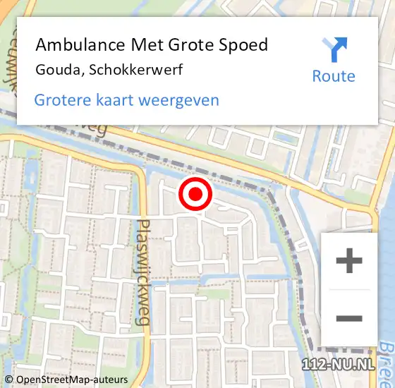 Locatie op kaart van de 112 melding: Ambulance Met Grote Spoed Naar Gouda, Schokkerwerf op 20 december 2016 17:10