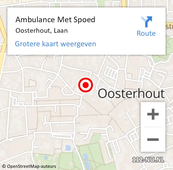 Locatie op kaart van de 112 melding: Ambulance Met Spoed Naar Oosterhout nb, Laan op 20 december 2016 17:12