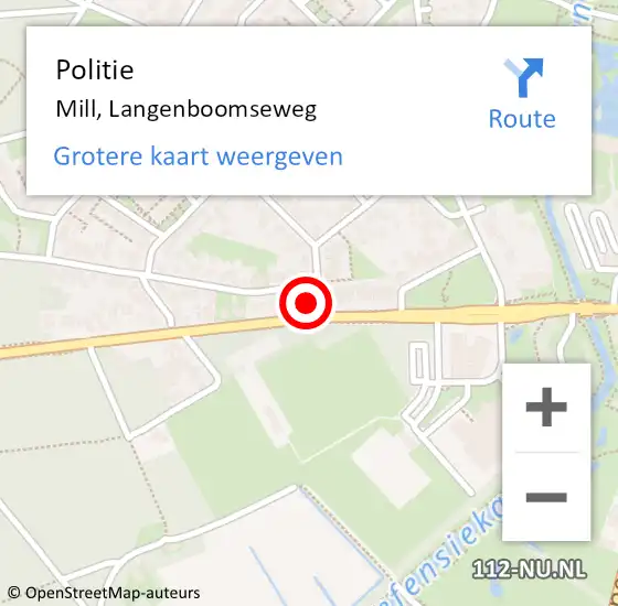 Locatie op kaart van de 112 melding: Politie Mill, Langenboomseweg op 20 december 2016 17:30