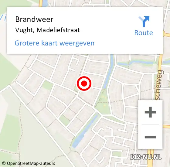 Locatie op kaart van de 112 melding: Brandweer Vught, Madeliefstraat op 20 december 2016 18:30