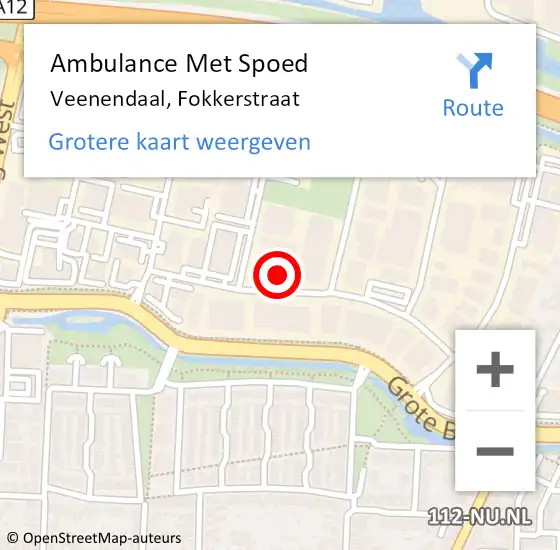 Locatie op kaart van de 112 melding: Ambulance Met Spoed Naar Veenendaal, Fokkerstraat op 20 december 2016 18:35