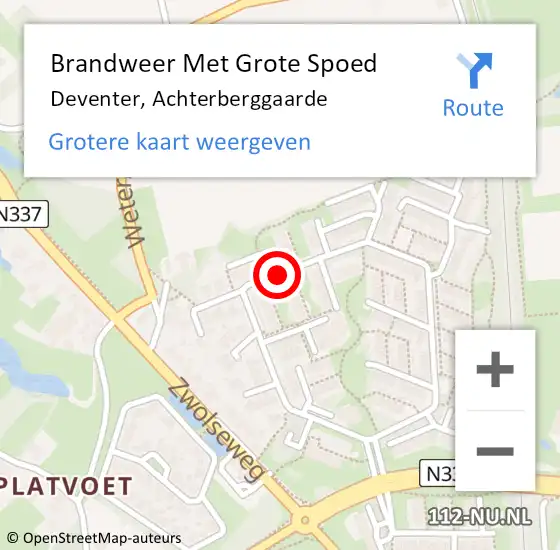 Locatie op kaart van de 112 melding: Brandweer Met Grote Spoed Naar Deventer, Achterberggaarde op 20 december 2016 19:10