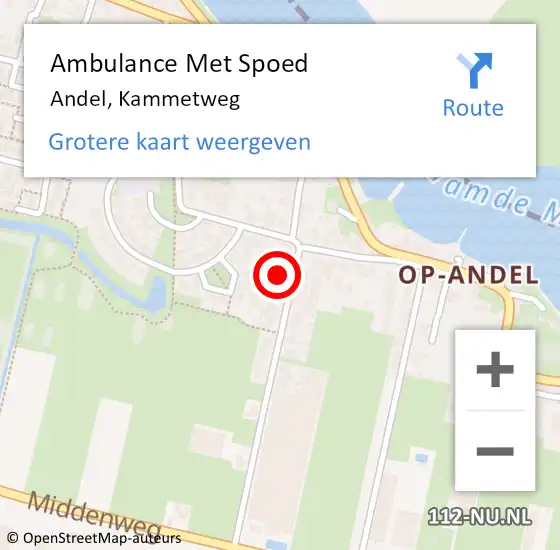 Locatie op kaart van de 112 melding: Ambulance Met Spoed Naar Andel, Kammetweg op 20 december 2016 19:45