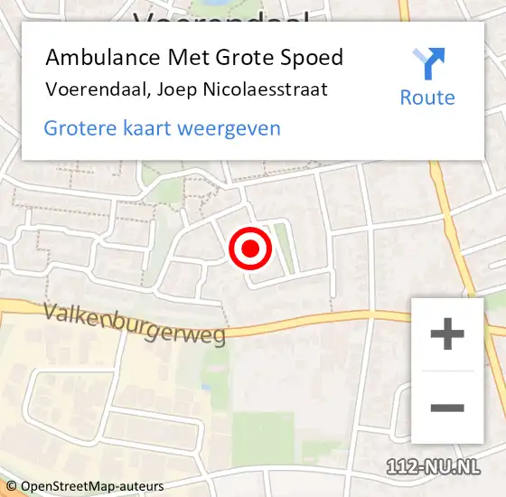 Locatie op kaart van de 112 melding: Ambulance Met Grote Spoed Naar Voerendaal, Joep Nicolaesstraat op 5 januari 2014 08:44