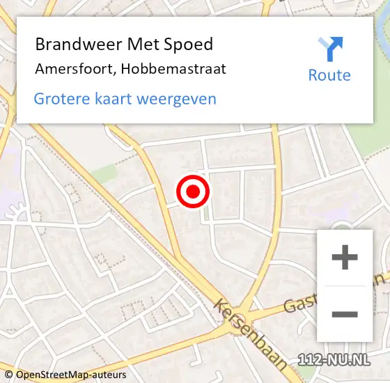 Locatie op kaart van de 112 melding: Brandweer Met Spoed Naar Amersfoort, Hobbemastraat op 20 december 2016 19:54