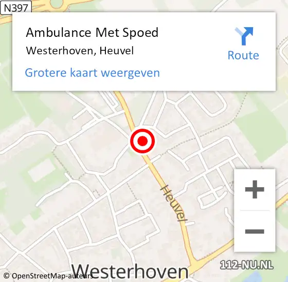 Locatie op kaart van de 112 melding: Ambulance Met Spoed Naar Westerhoven, Heuvel op 20 december 2016 19:59