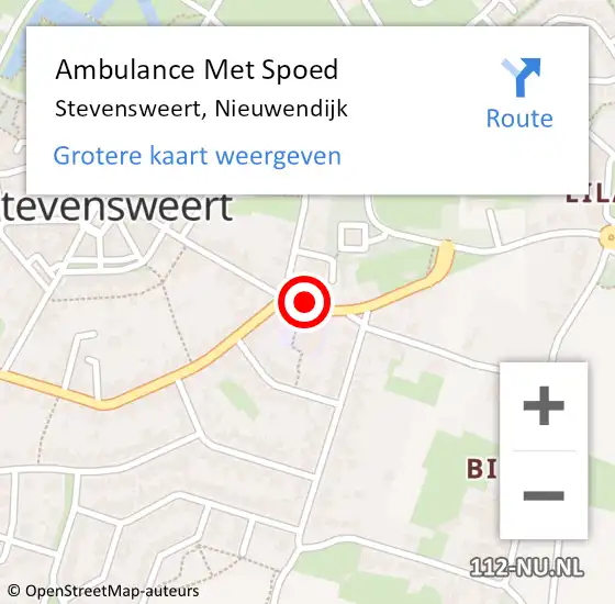 Locatie op kaart van de 112 melding: Ambulance Met Spoed Naar Stevensweert, Nieuwendijk op 5 januari 2014 08:45