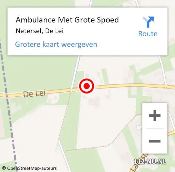 Locatie op kaart van de 112 melding: Ambulance Met Grote Spoed Naar Netersel, De Lei op 20 december 2016 21:14