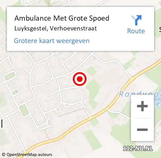 Locatie op kaart van de 112 melding: Ambulance Met Grote Spoed Naar Luyksgestel, Verhoevenstraat op 20 december 2016 21:22