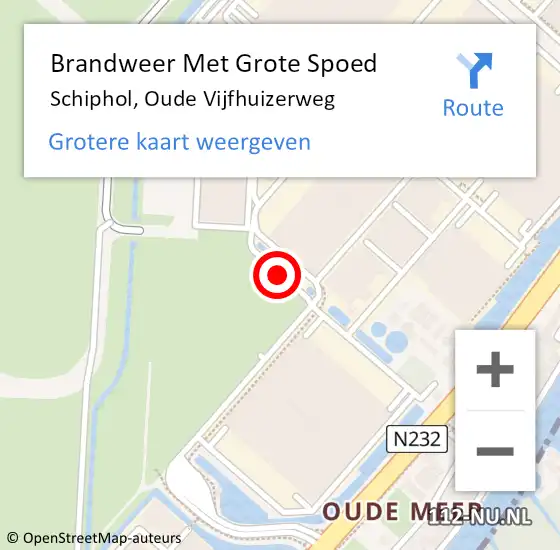 Locatie op kaart van de 112 melding: Brandweer Met Grote Spoed Naar Schiphol, Oude Vijfhuizerweg op 20 december 2016 21:37
