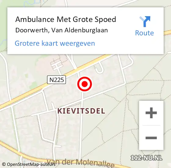 Locatie op kaart van de 112 melding: Ambulance Met Grote Spoed Naar Doorwerth, Van Aldenburglaan op 20 december 2016 22:15