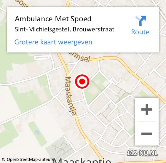 Locatie op kaart van de 112 melding: Ambulance Met Spoed Naar Sint-Michielsgestel, Brouwerstraat op 20 december 2016 22:35