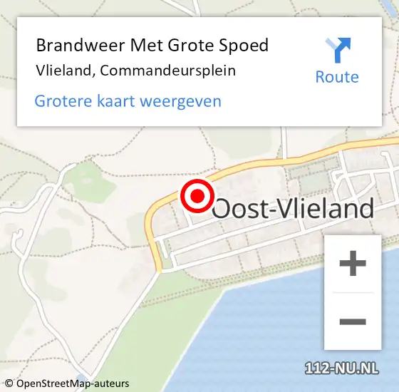 Locatie op kaart van de 112 melding: Brandweer Met Grote Spoed Naar Vlieland, Commandeursplein op 20 december 2016 23:50