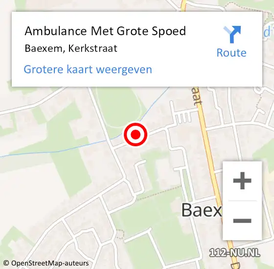 Locatie op kaart van de 112 melding: Ambulance Met Grote Spoed Naar Baexem, Kerkstraat op 21 december 2016 00:02