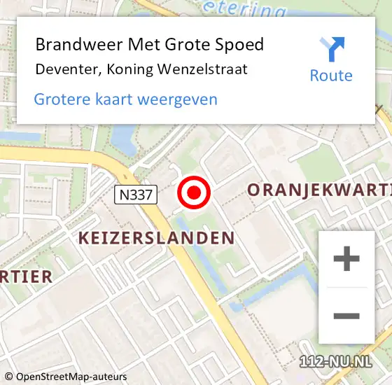 Locatie op kaart van de 112 melding: Brandweer Met Grote Spoed Naar Deventer, Koning Wenzelstraat op 21 december 2016 01:34