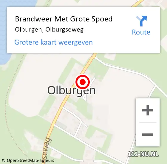 Locatie op kaart van de 112 melding: Brandweer Met Grote Spoed Naar Olburgen, Olburgseweg op 21 december 2016 02:33