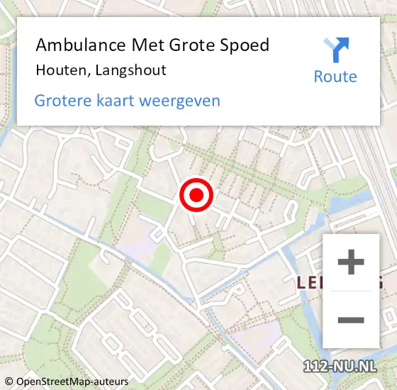 Locatie op kaart van de 112 melding: Ambulance Met Grote Spoed Naar Houten, Langshout op 21 december 2016 03:52