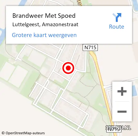 Locatie op kaart van de 112 melding: Brandweer Met Spoed Naar Luttelgeest, Amazonestraat op 21 december 2016 05:34